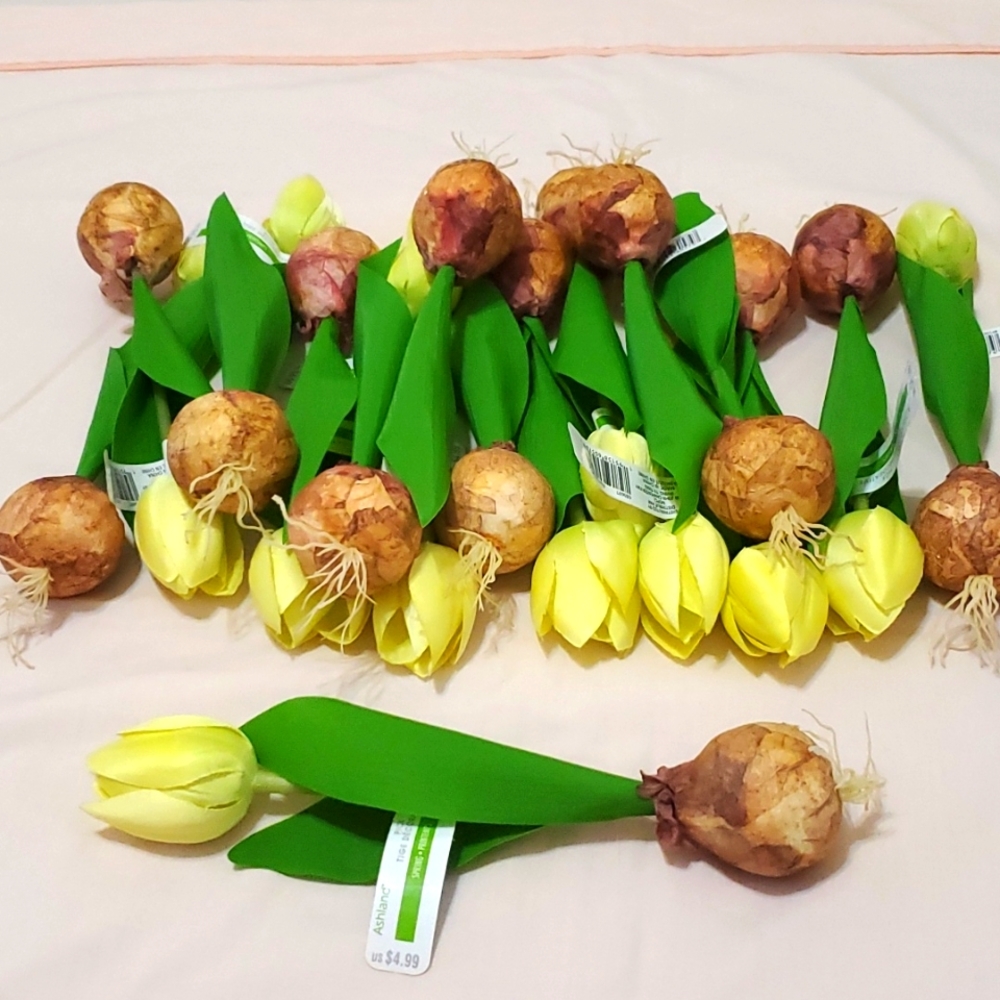 15 Faux Yellow Tulip Bulbs